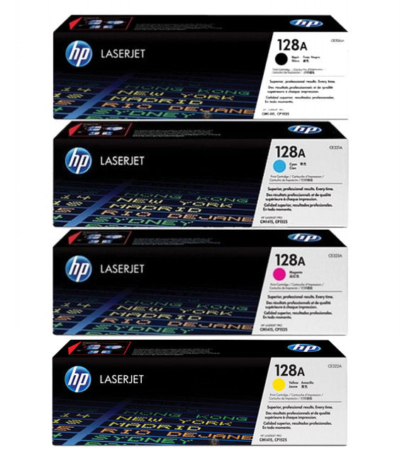 HP 128A 4PK OEM Cartridges,CE320A,CE321A,CE322A,CE323A.